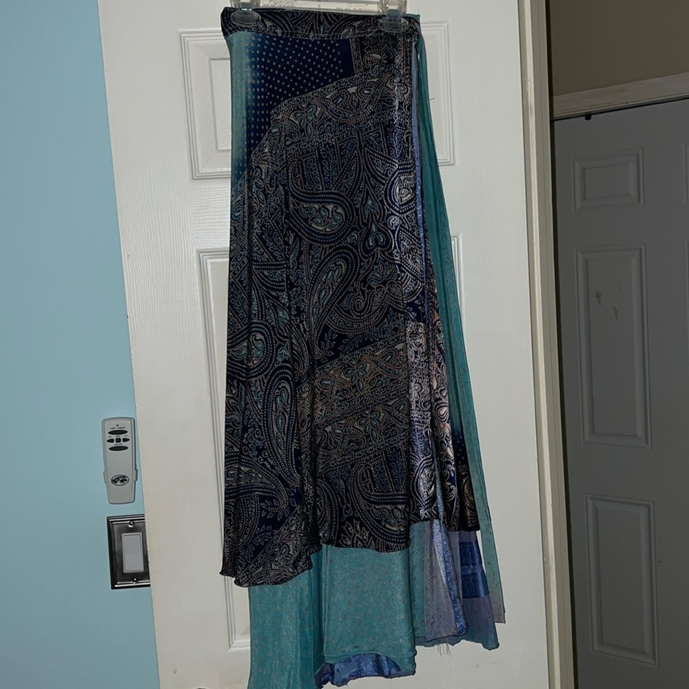 Kariza 100% Silk Tie String Convertible Wrap Skirt
